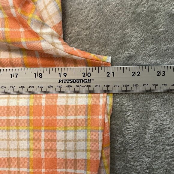 Women Colorful Plaid Lace Up Back Roll Tab Long Sleeve Button Up Shirt XL NWT - Picture 10 of 14